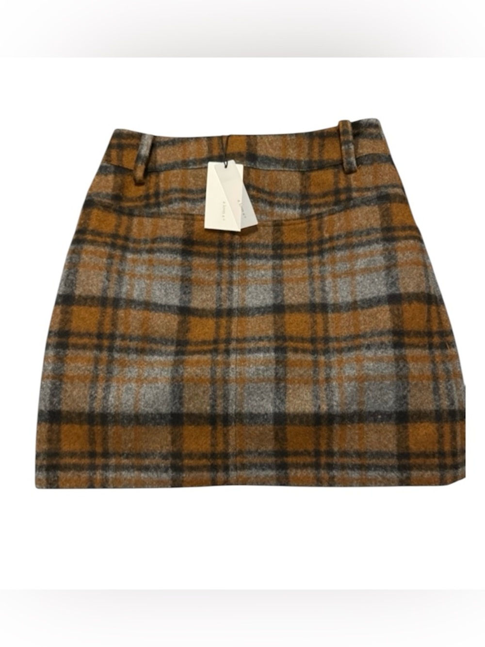 NWT A Loves A women’s 4 plaid woven lined brown side zip mini skirt